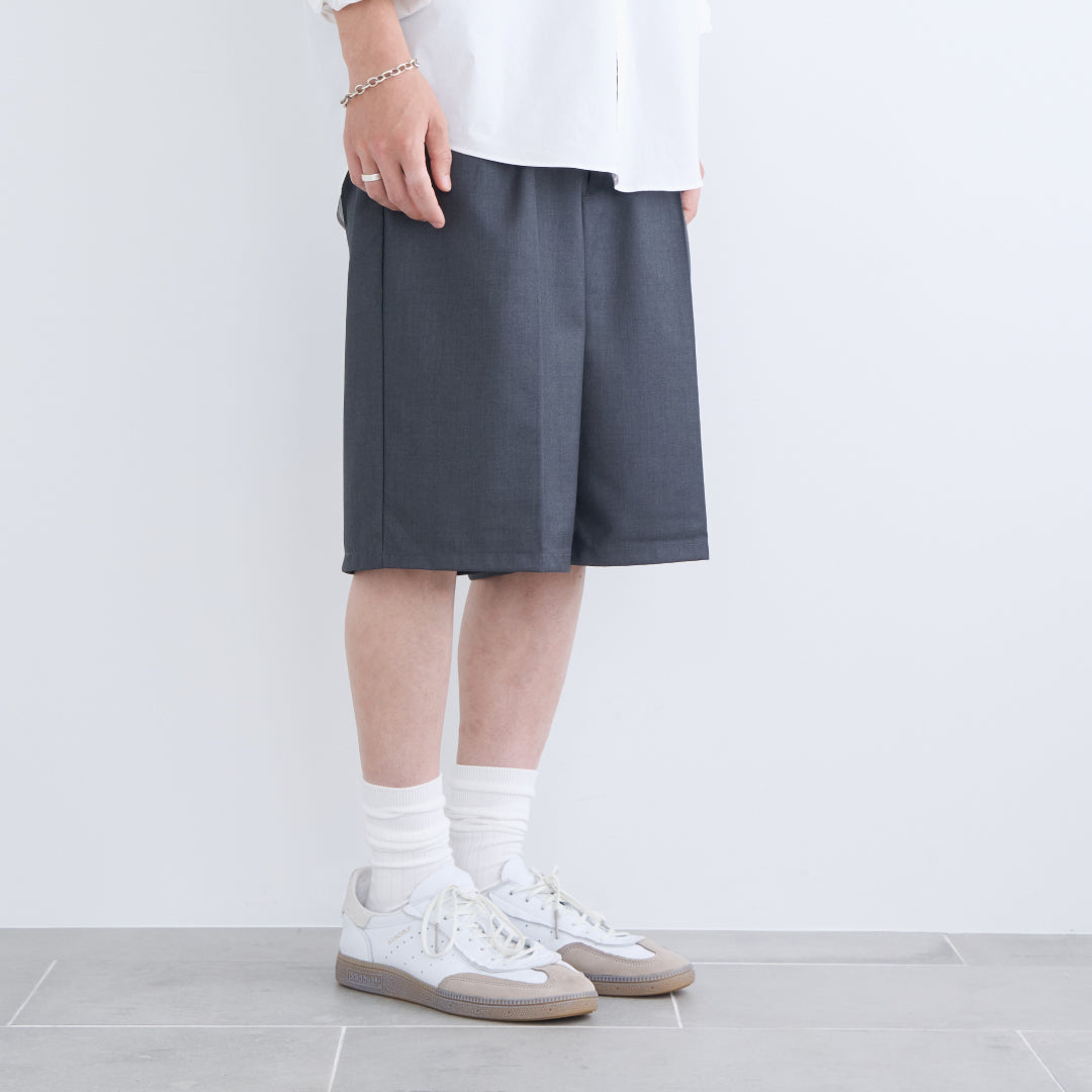 1Tuck Wide Easy Half Slacks -gray-