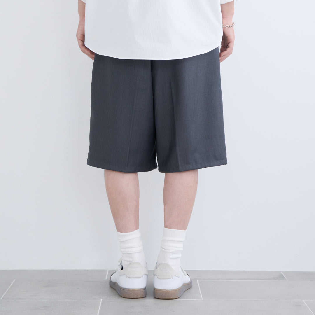 1Tuck Wide Easy Half Slacks -gray-