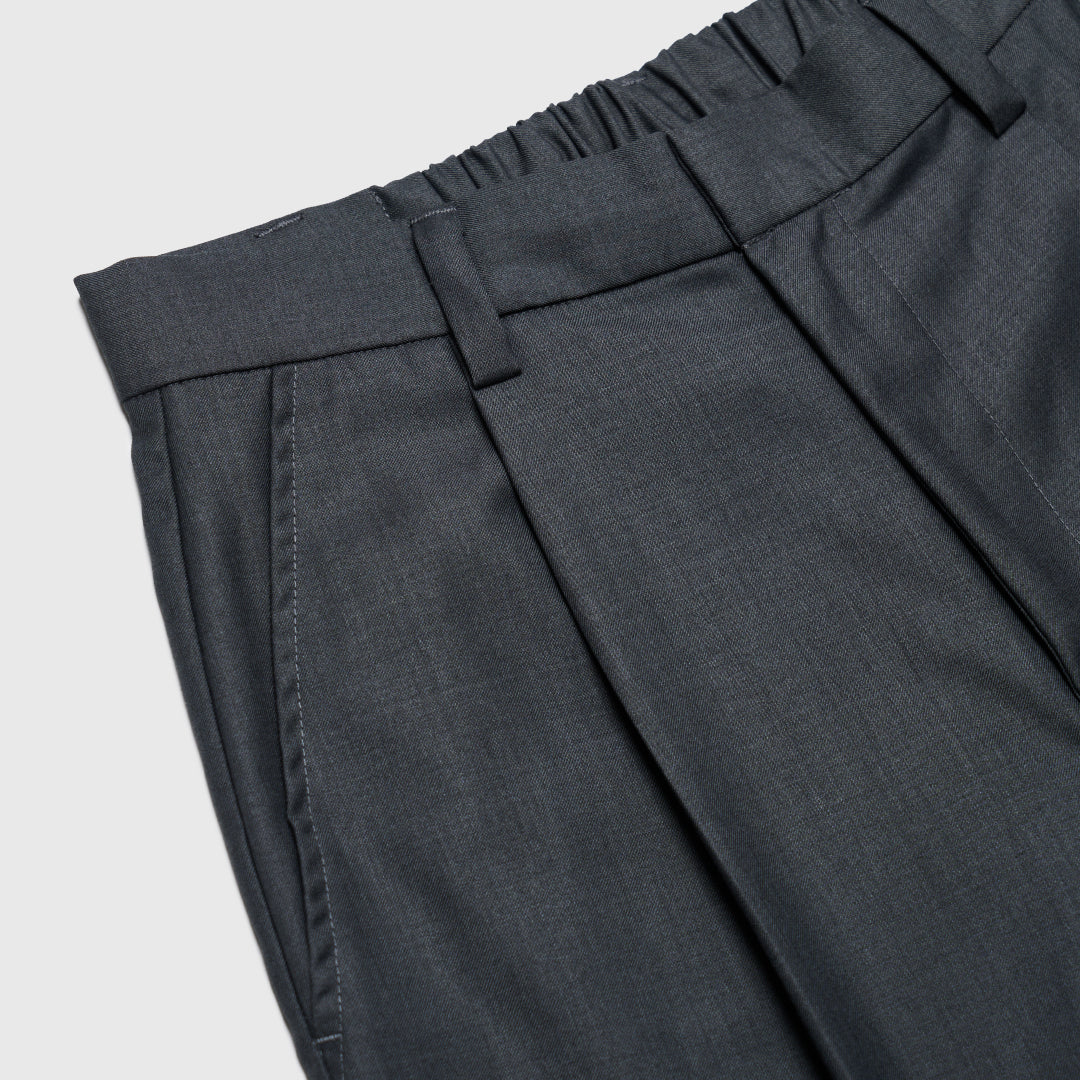 1Tuck Wide Easy Half Slacks -gray-