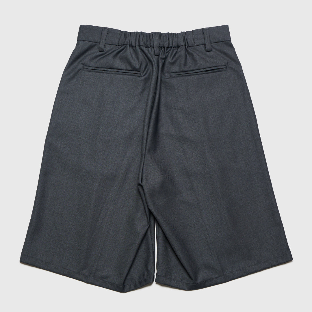 1Tuck Wide Easy Half Slacks -gray-
