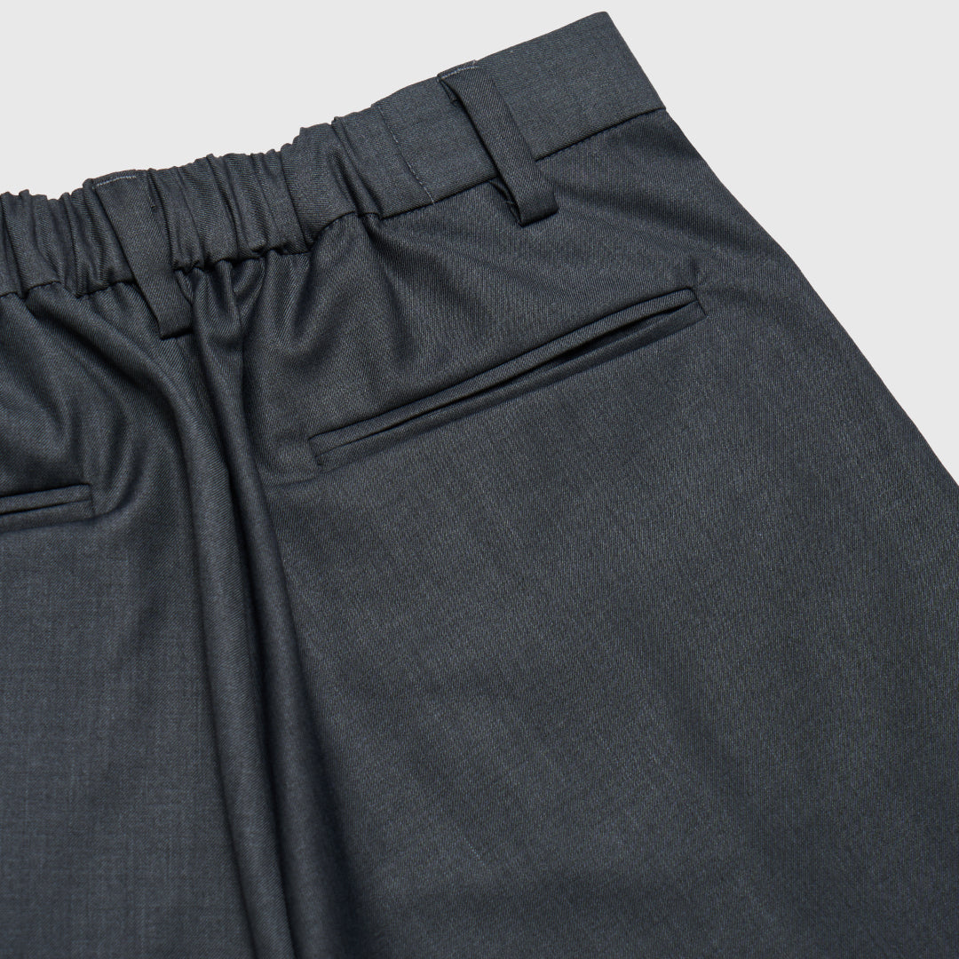 1Tuck Wide Easy Half Slacks -gray-