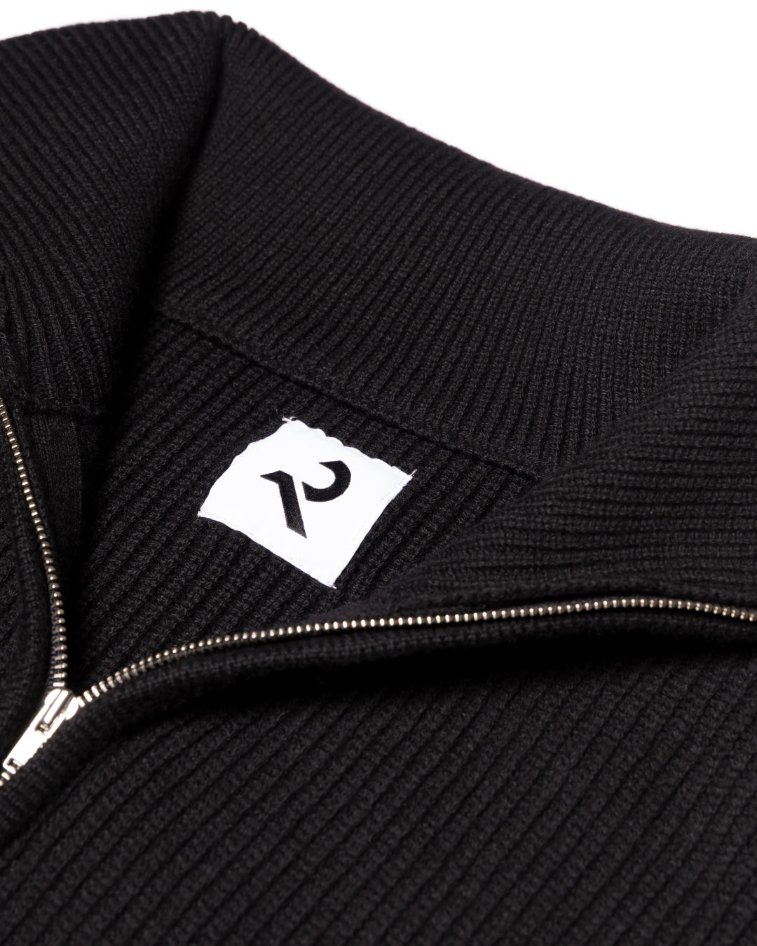 Wool Mixed Half Zip Knit -black-
