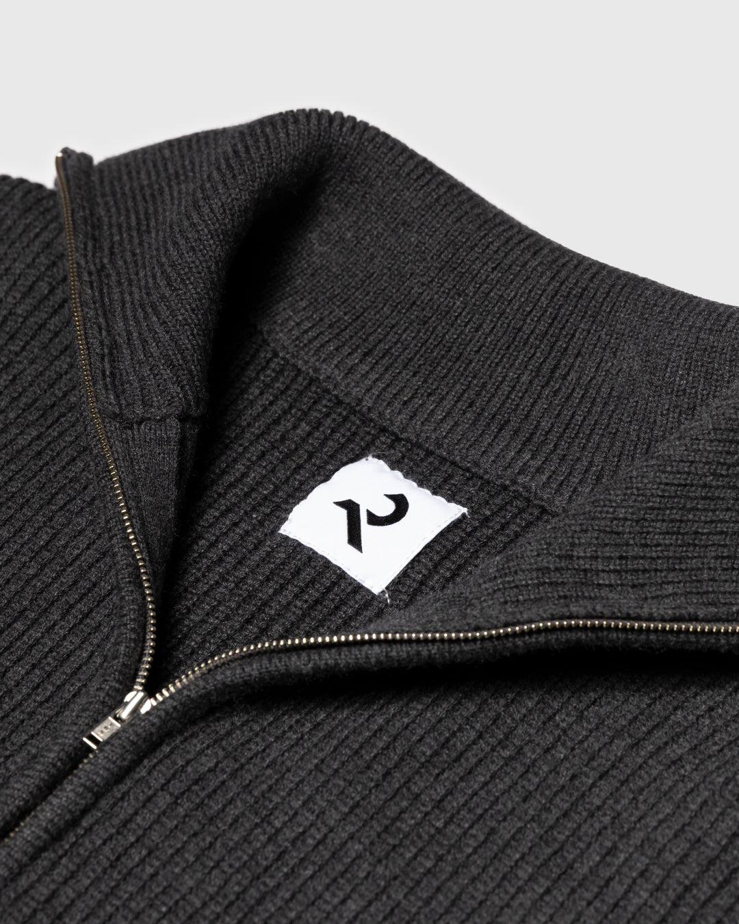 Wool Mixed Half Zip Knit -dark gray-