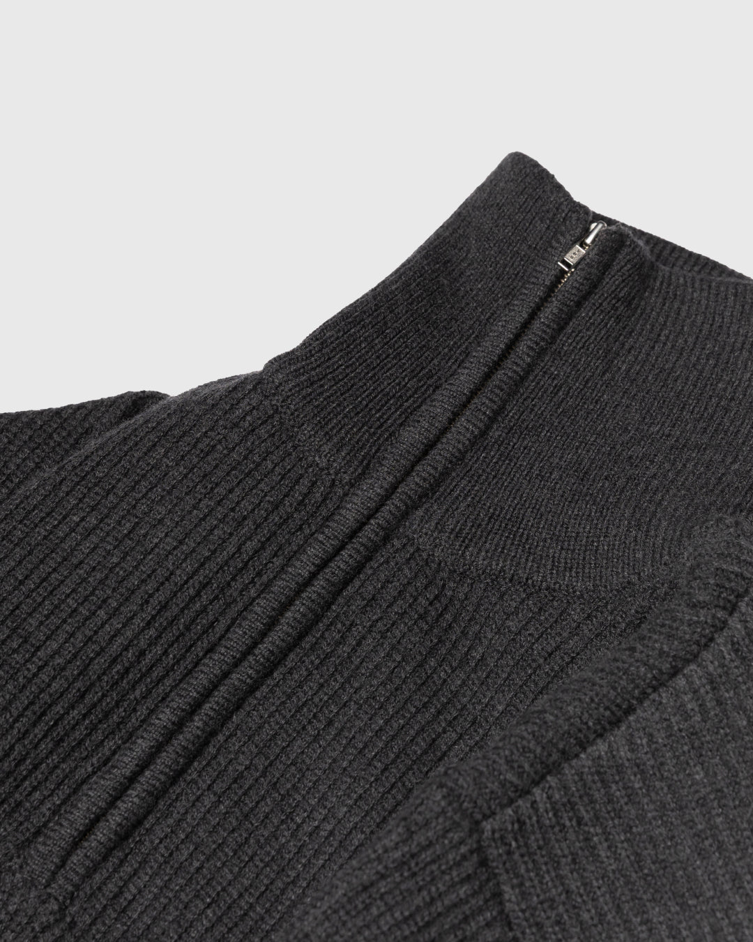 Wool Mixed Half Zip Knit -dark gray-