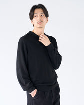 Wool Mixed L/S Knit Polo -black-