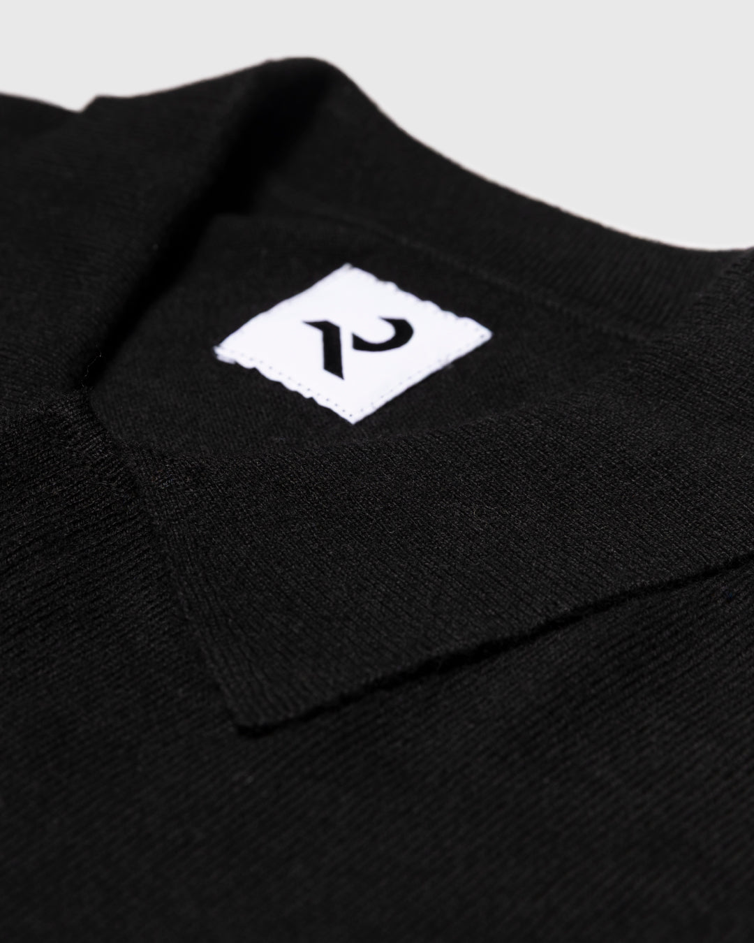 Wool Mixed L/S Knit Polo -black-
