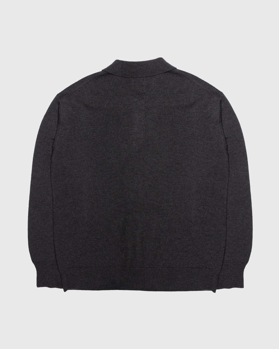 Wool Mixed L/S Knit Polo -dark gray-