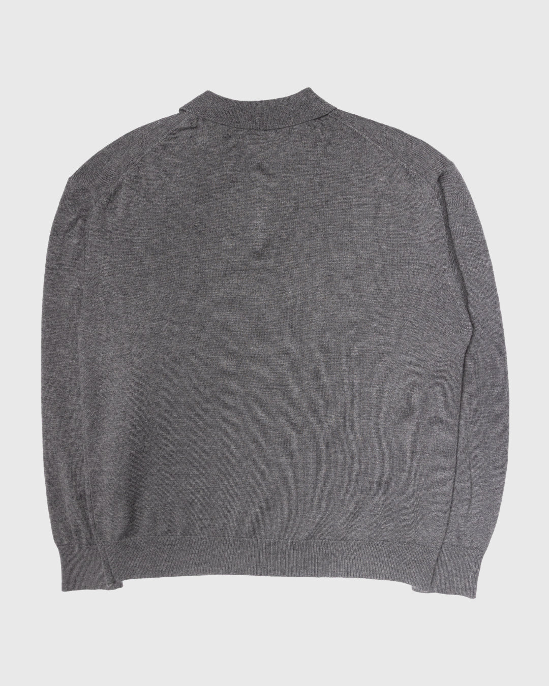 Wool Mixed L/S Knit Polo -gray-
