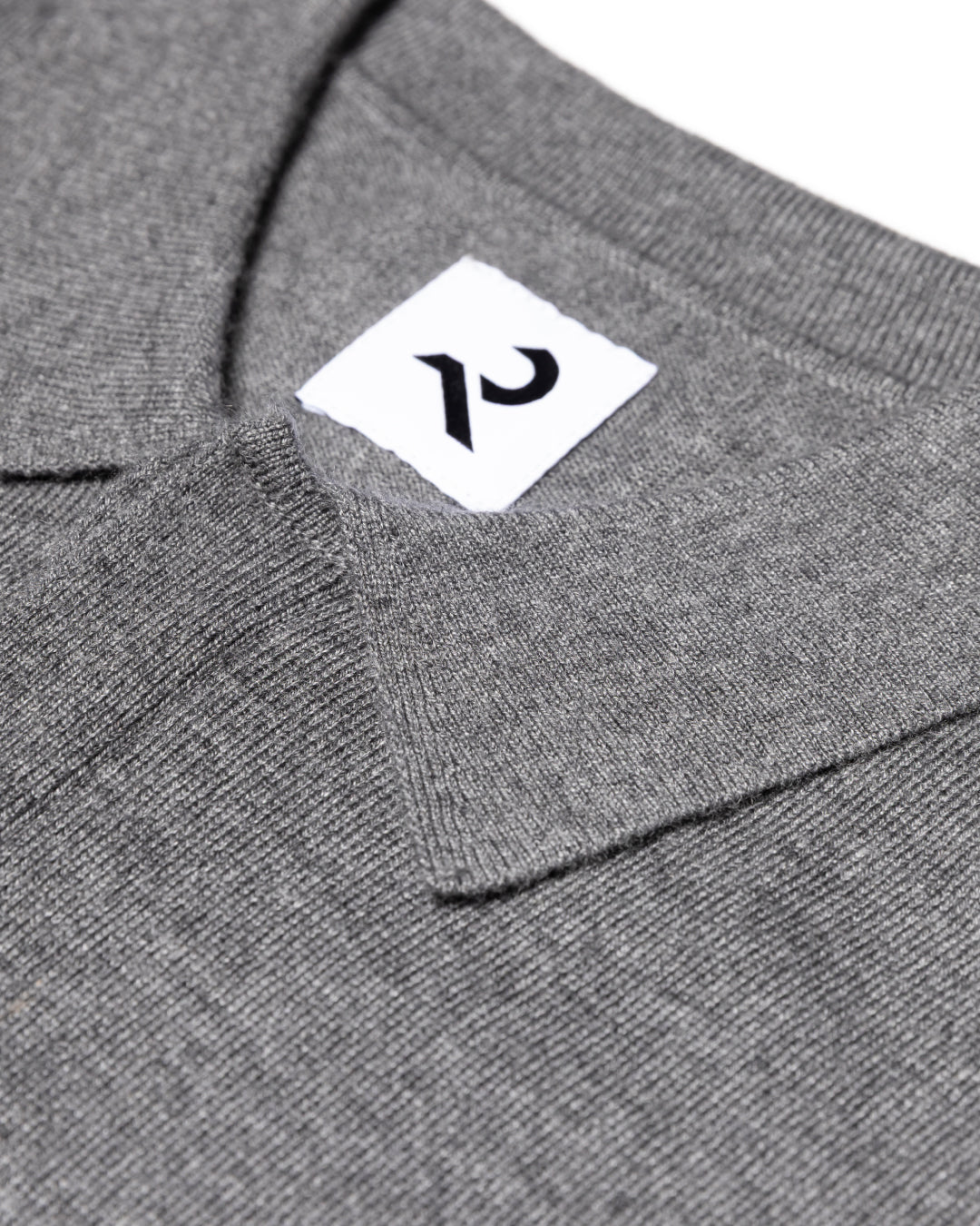 Wool Mixed L/S Knit Polo -gray-