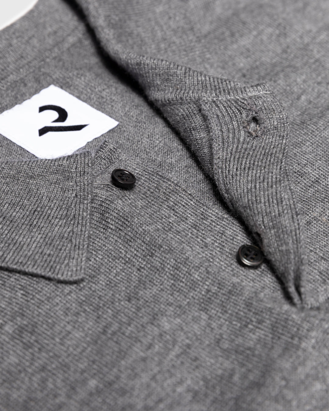 Wool Mixed L/S Knit Polo -gray-