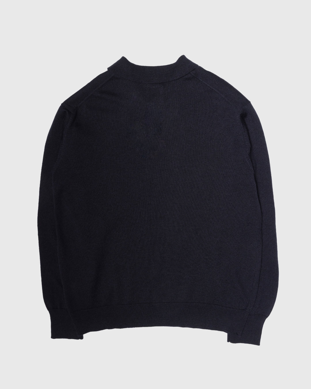 Wool Mixed L/S Knit Polo -navy-
