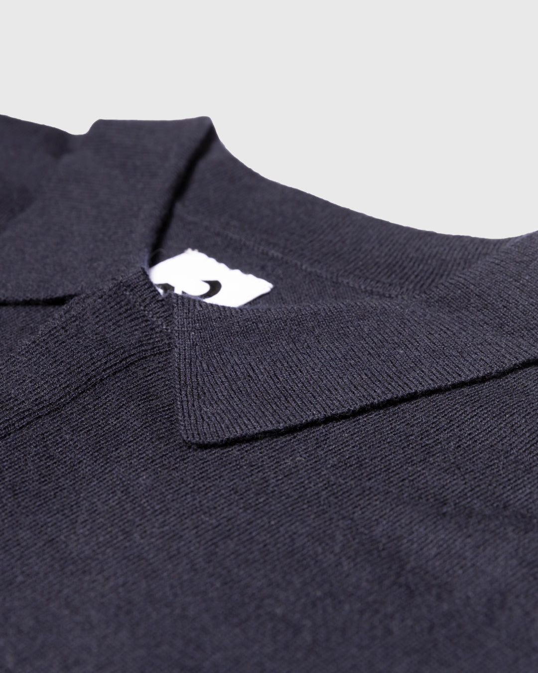 Wool Mixed L/S Knit Polo -navy-