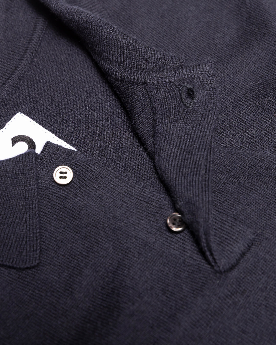 Wool Mixed L/S Knit Polo -navy-