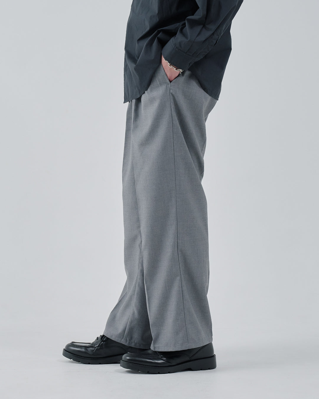 2Tuck Wide Slacks -light gray-