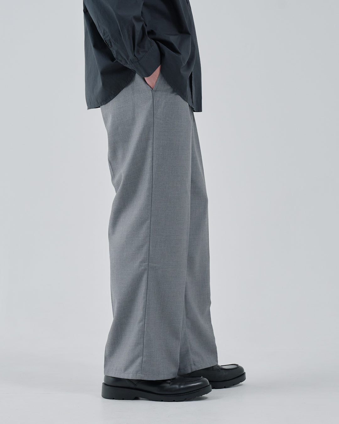 gris two tacks wide pants _XLサイズ 2Tuck Wide Slacks -light gray-