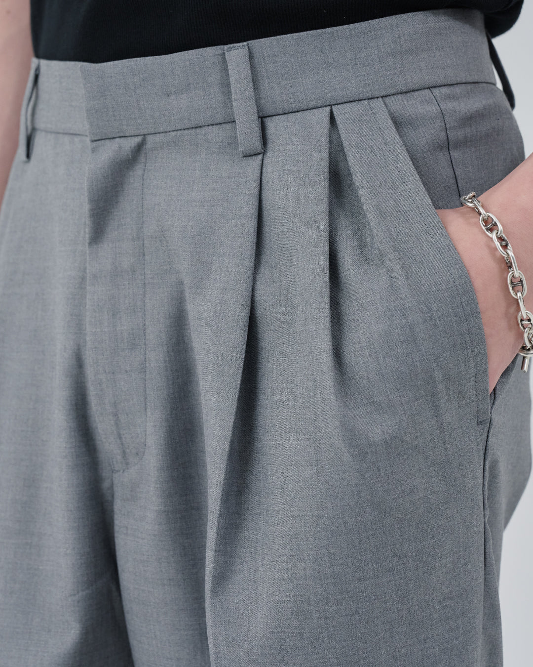 2Tuck Wide Slacks -light gray-