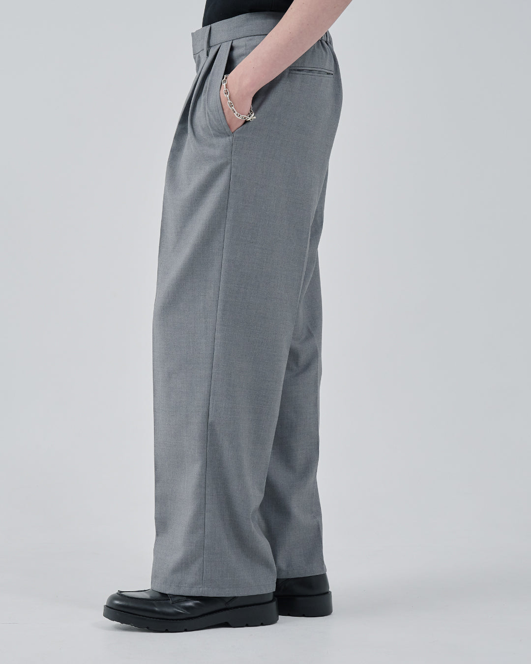 2Tuck Wide Slacks -light gray-
