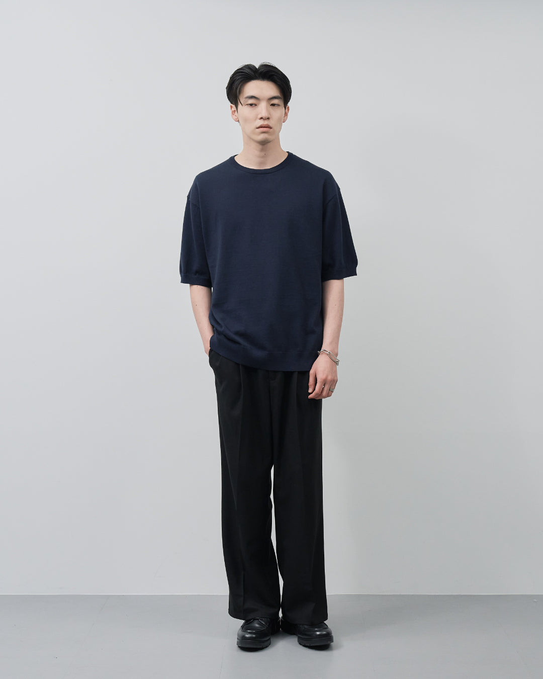 S/S Dry Knit Tee -navy-