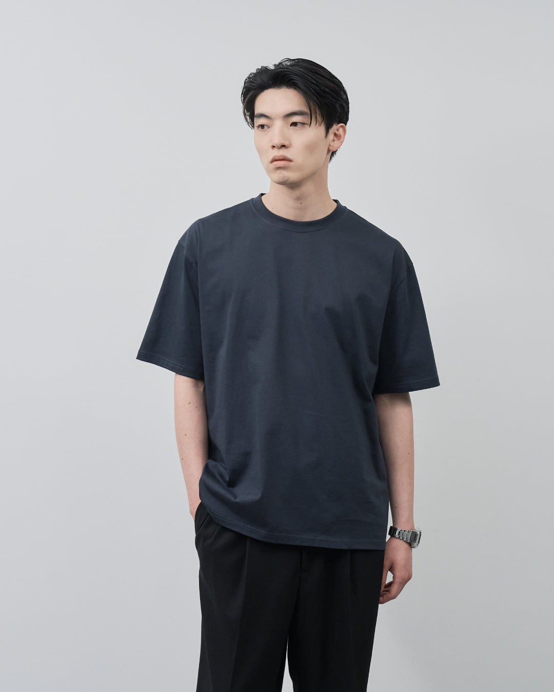 Pack S/S Tee -charcoal×navy-