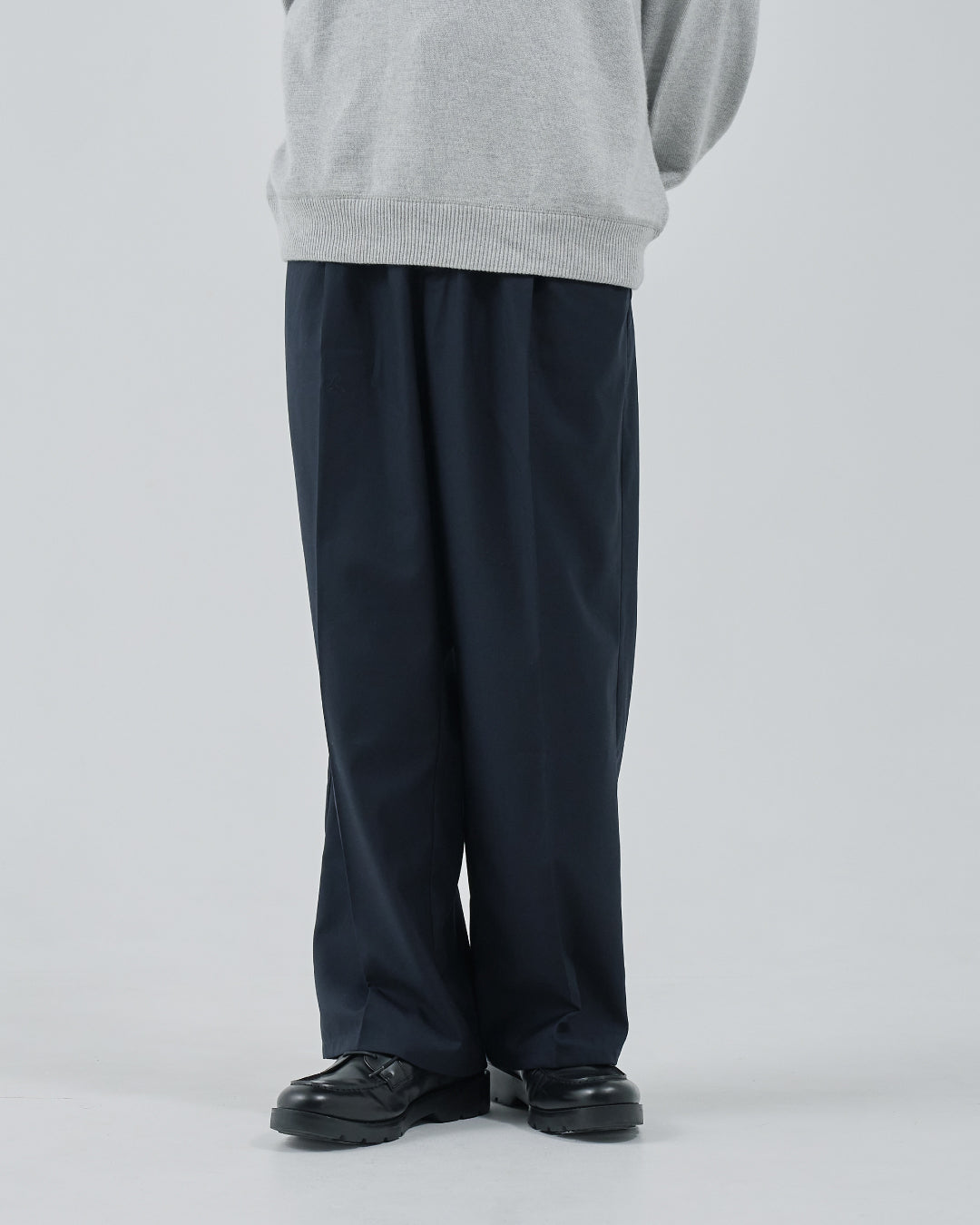 2Tuck Wide Slacks -navy-