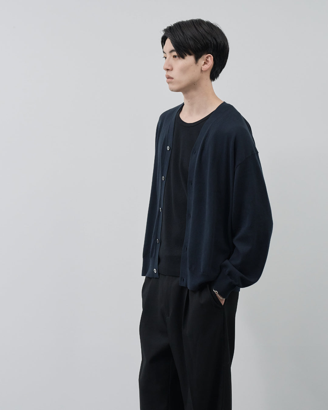 Sheer L/S Cardigan -navy-
