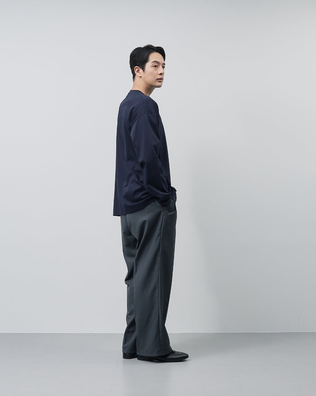 ARBINI Cotton L/S Tee -navy-