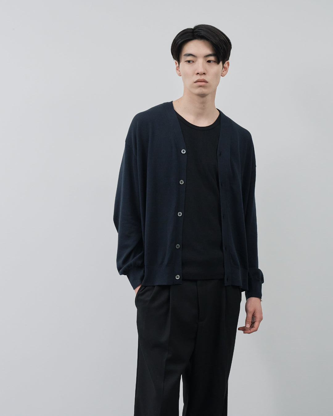 Sheer L/S Cardigan -navy-