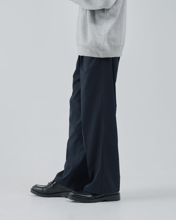 2Tuck Wide Slacks -navy-