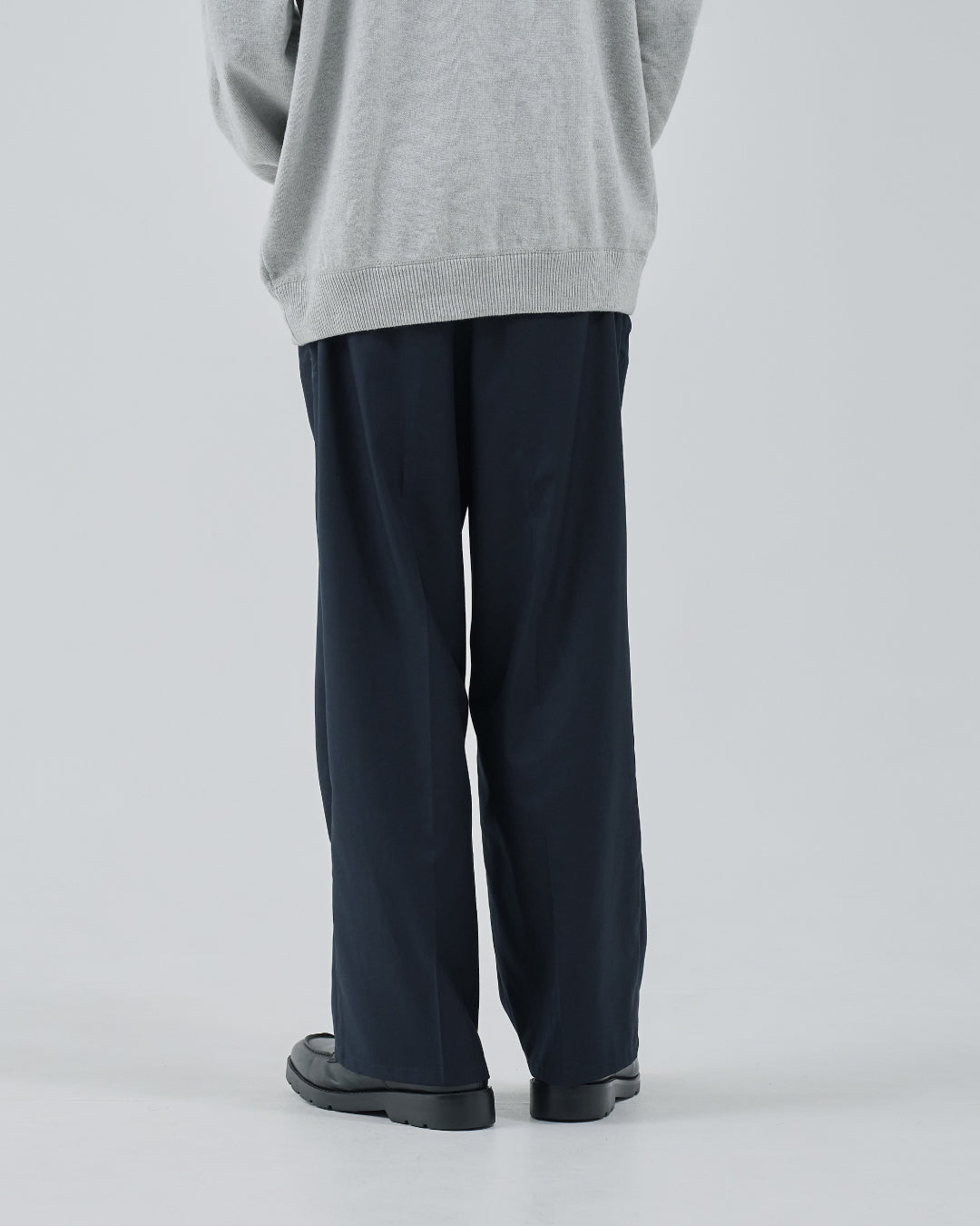 2Tuck Wide Slacks -navy-
