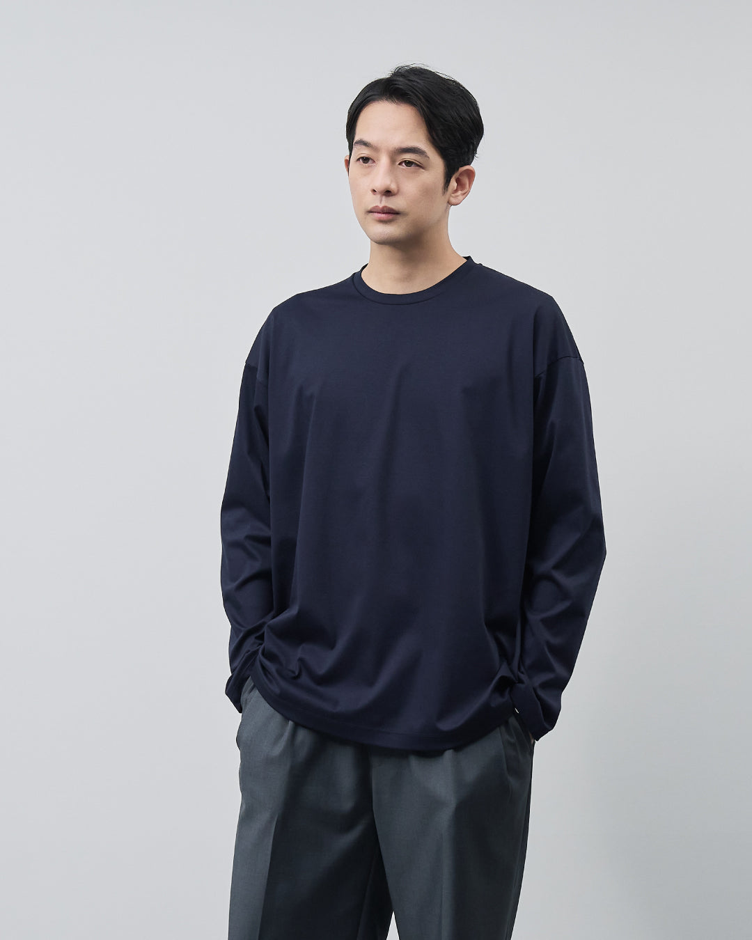 ARBINI Cotton L/S Tee -navy-