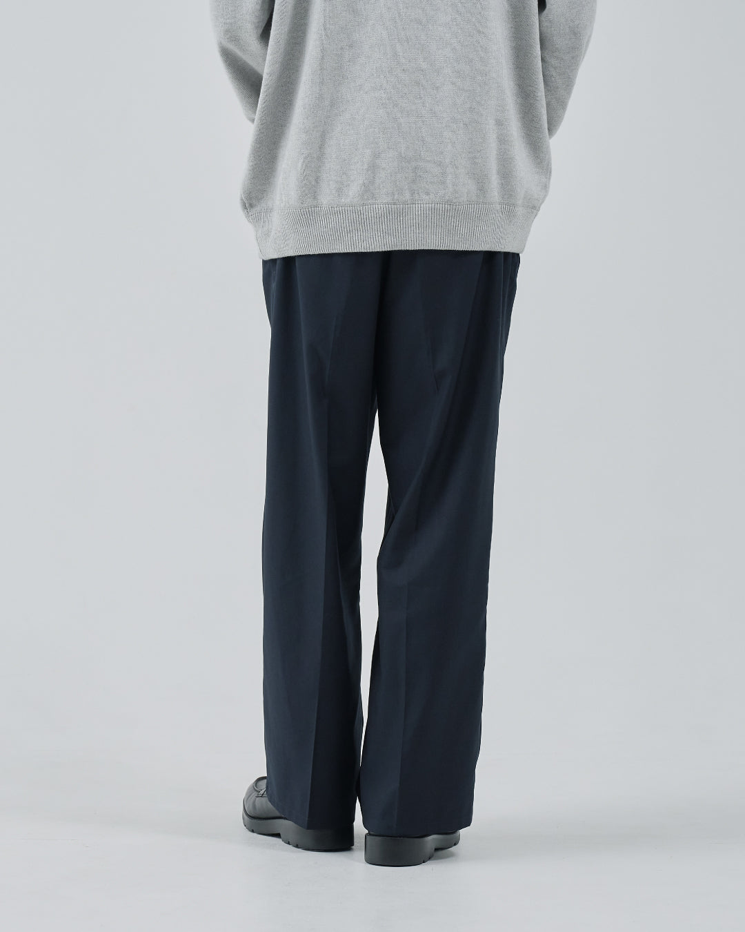 2Tuck Wide Slacks -navy-
