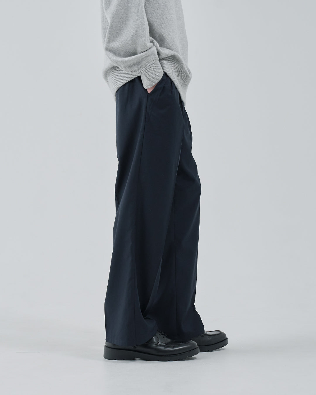 2Tuck Wide Slacks -navy-
