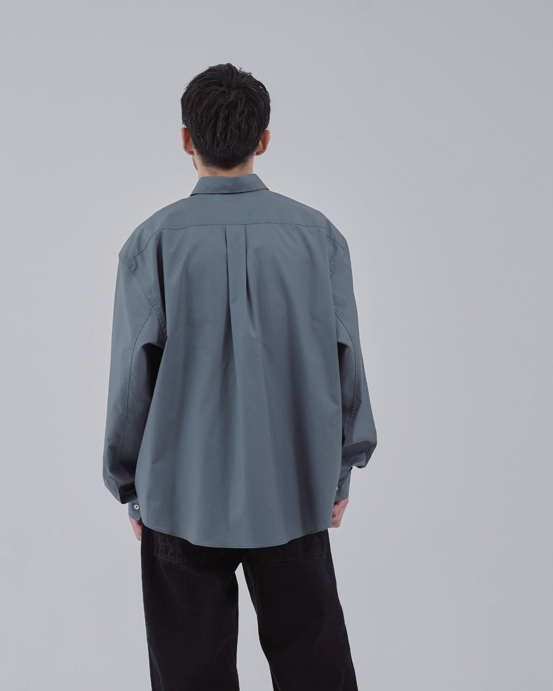 Relaxed Fit Regular Collar L/S Shirt -dark gray-