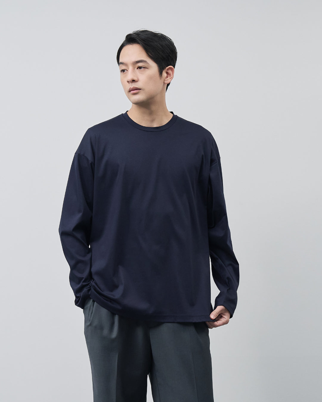 ARBINI Cotton L/S Tee -navy-