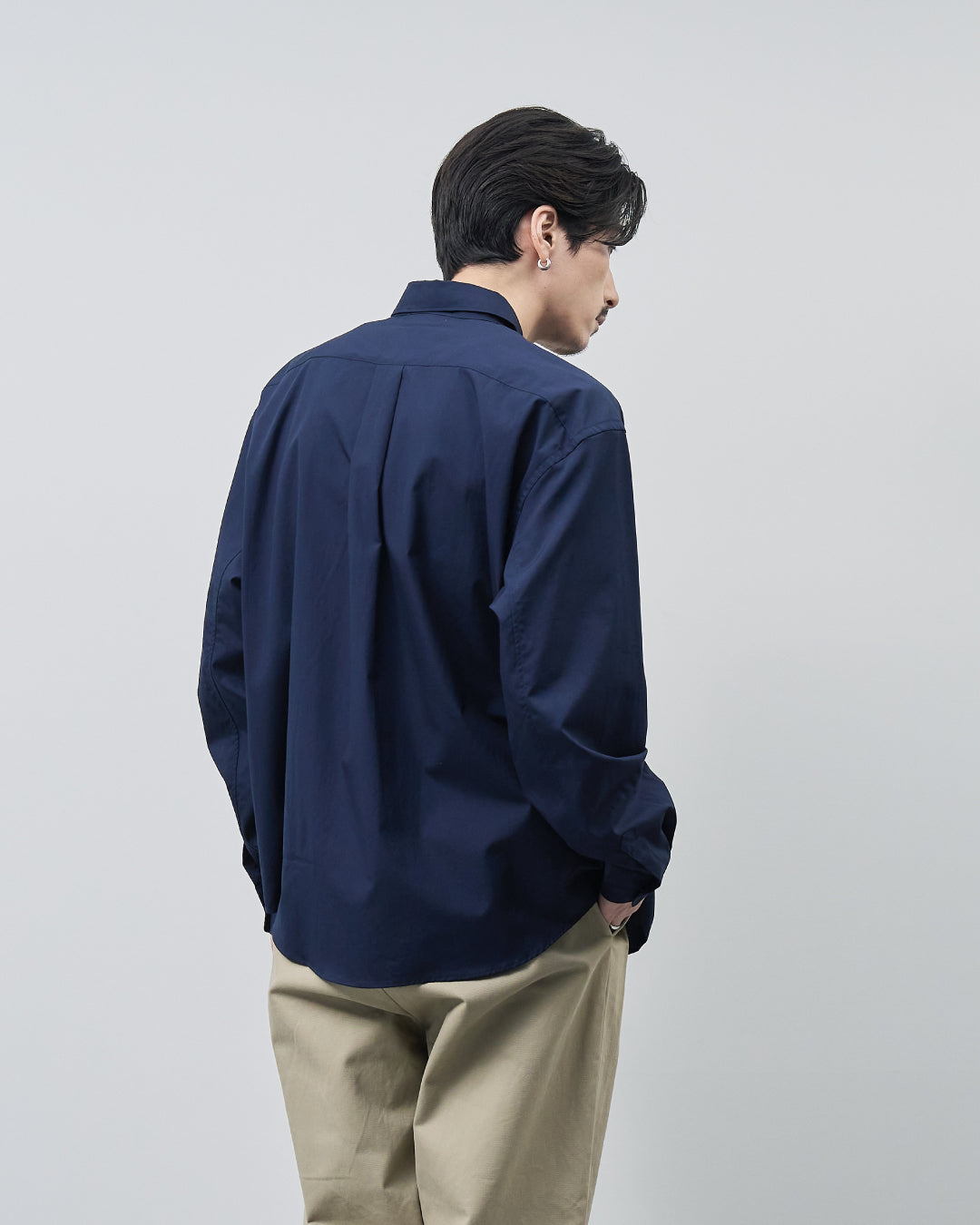 Relaxed Fit Regular Collar L/S Shirt -navy-