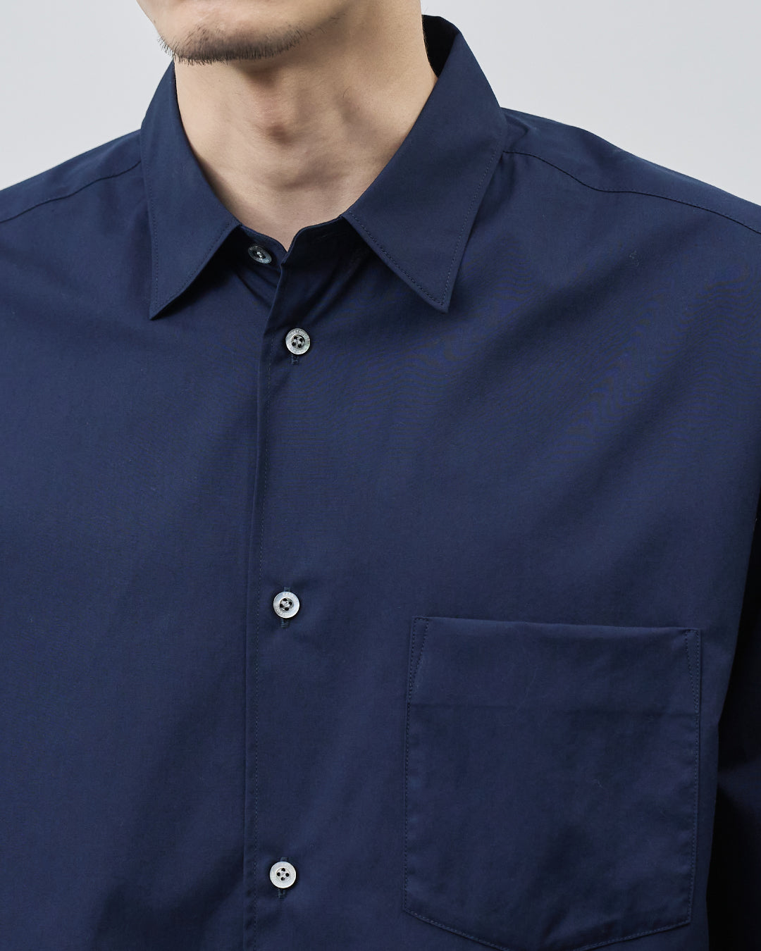 Relaxed Fit Regular Collar L/S Shirt -navy-