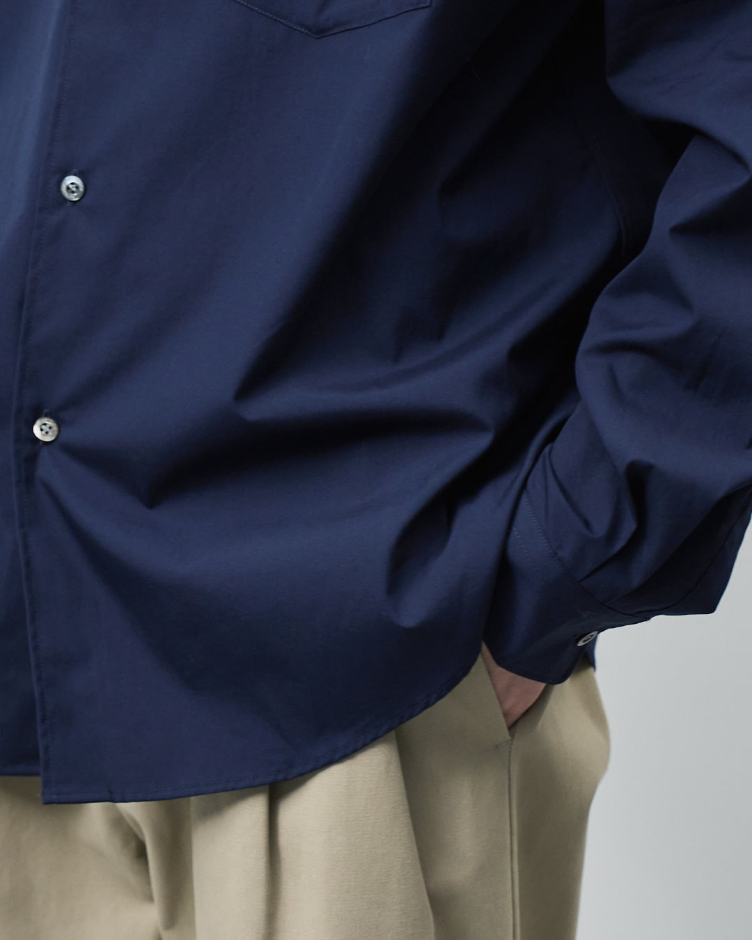 Relaxed Fit Regular Collar L/S Shirt -navy-