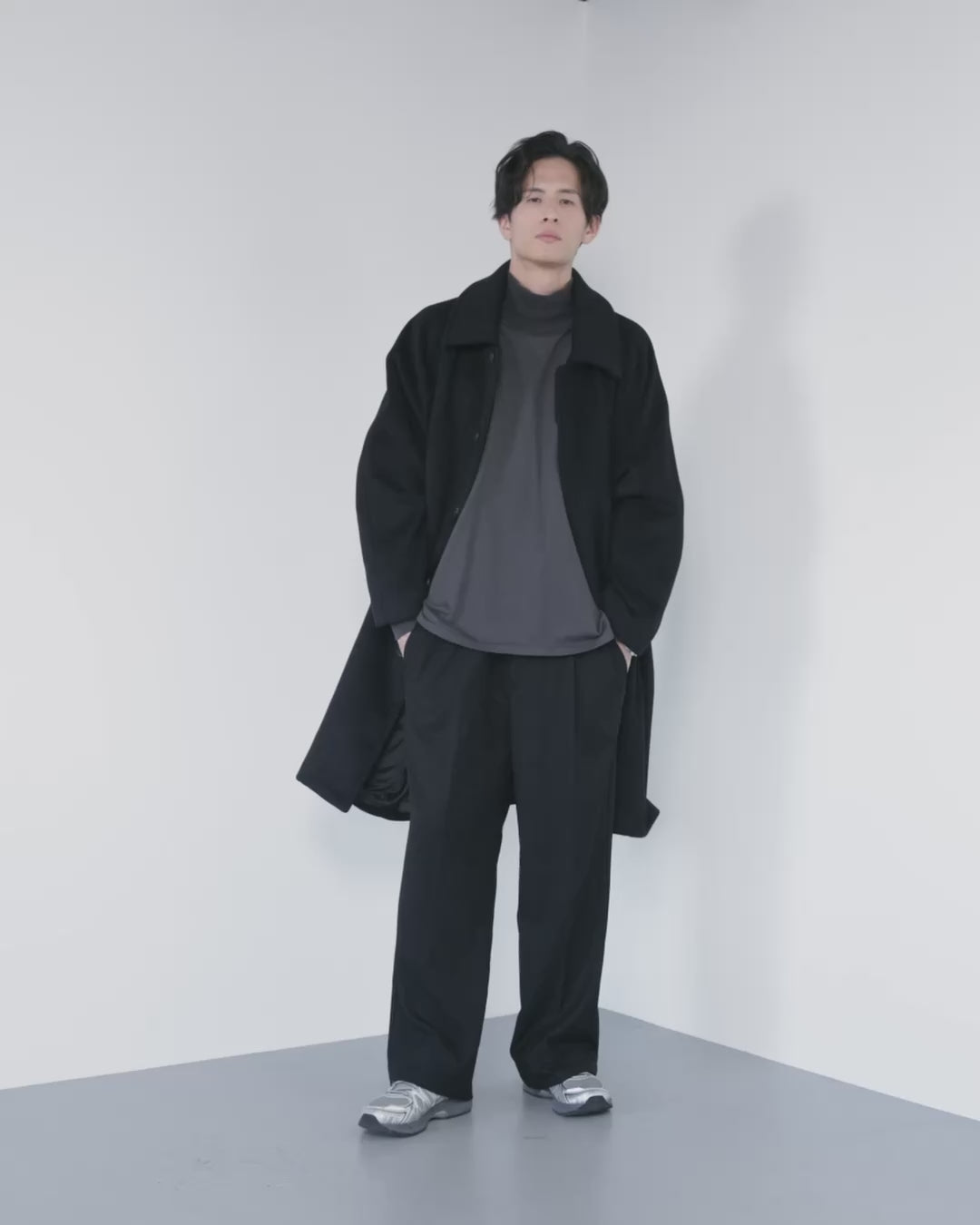 ジャケット・アウター RETOUCH/Double Melton Bal Collar Coat Double Melton Bal Collar Coat -black-