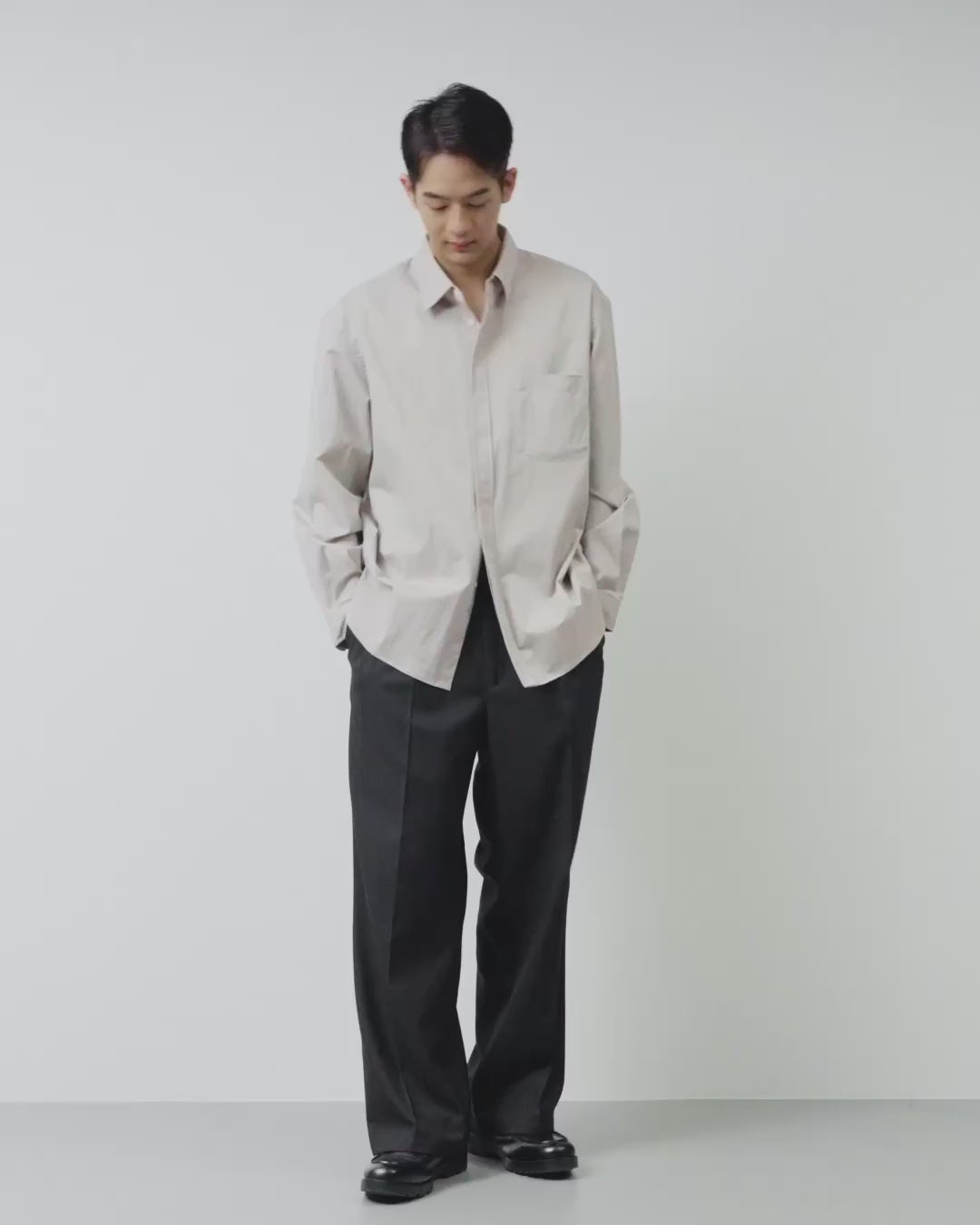 Cotton×Nylon Regular Collar L/S Shirts -greige-