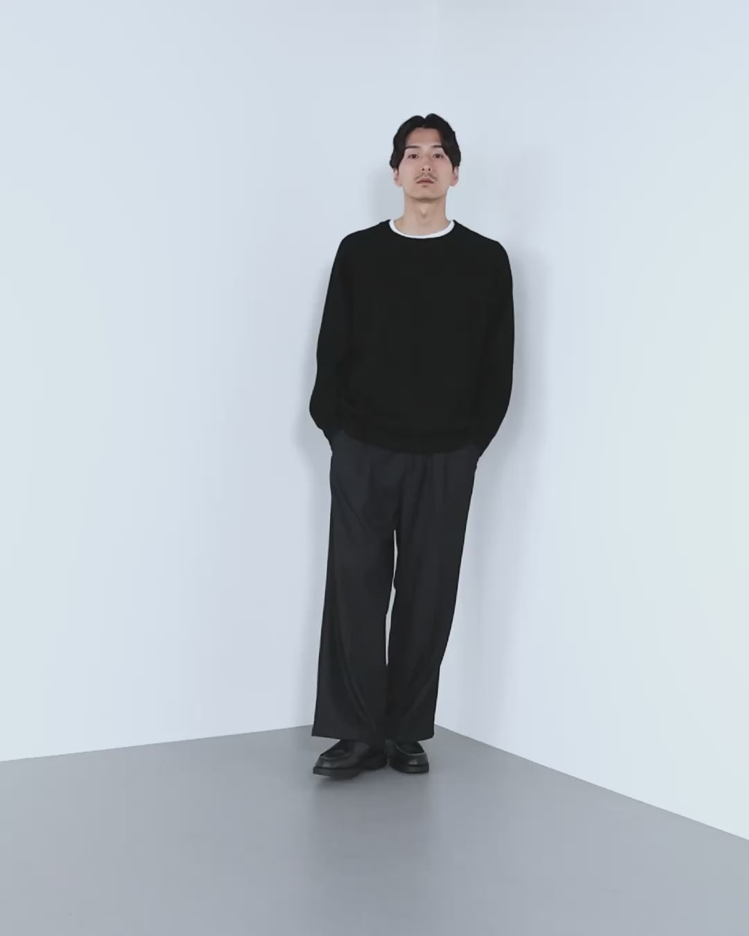 レタッチ 2Tuck Wide Slacks-gray- 2Tuck Wide Slacks-gray-