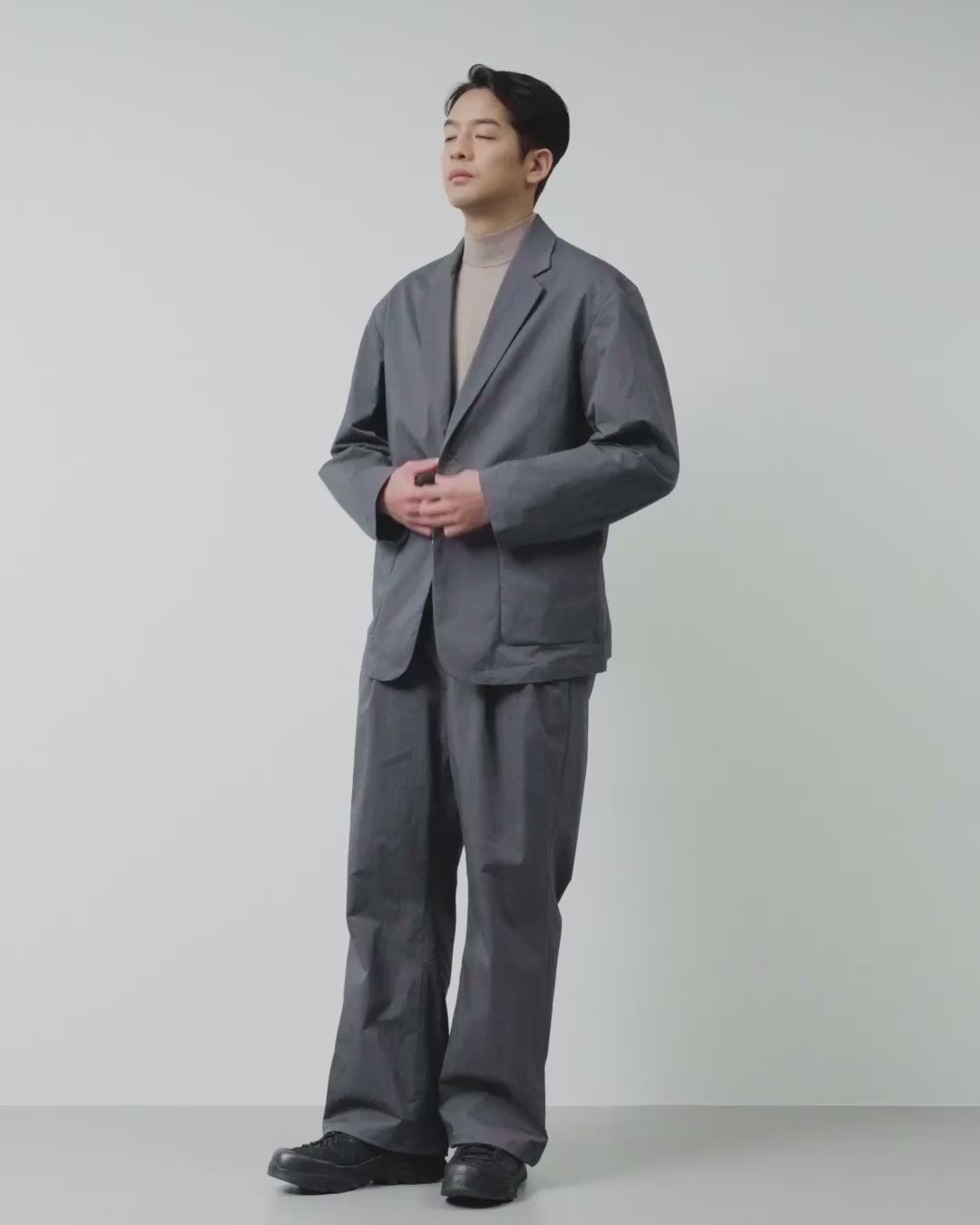 Cotton×Nylon Easy Tailored Jacket -charcoal-