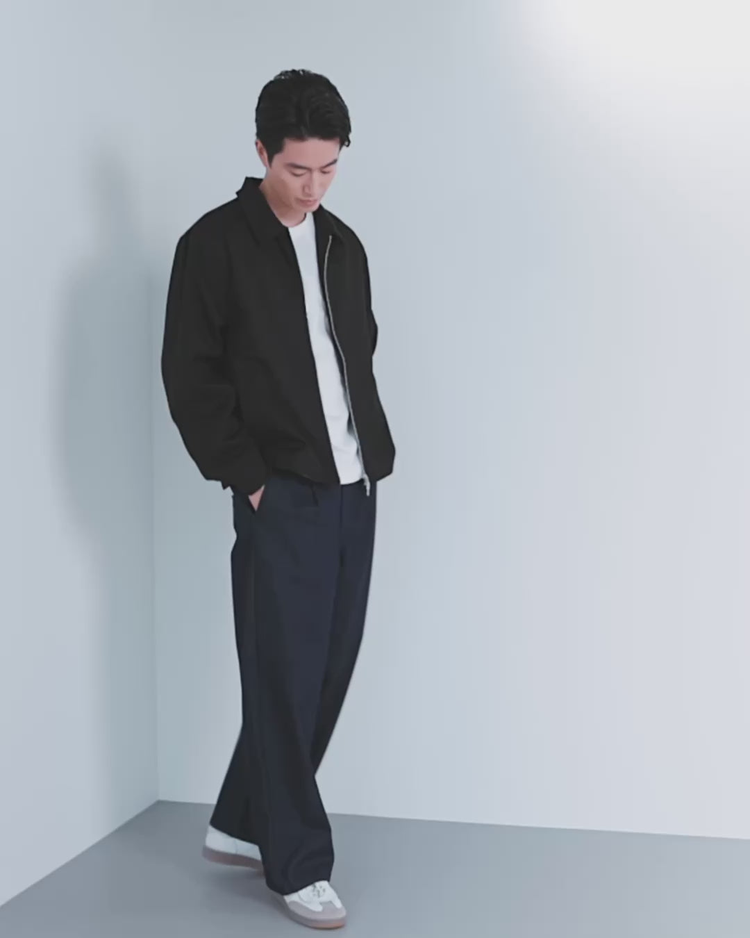 Wide Straight Denim Pants -indigo-
