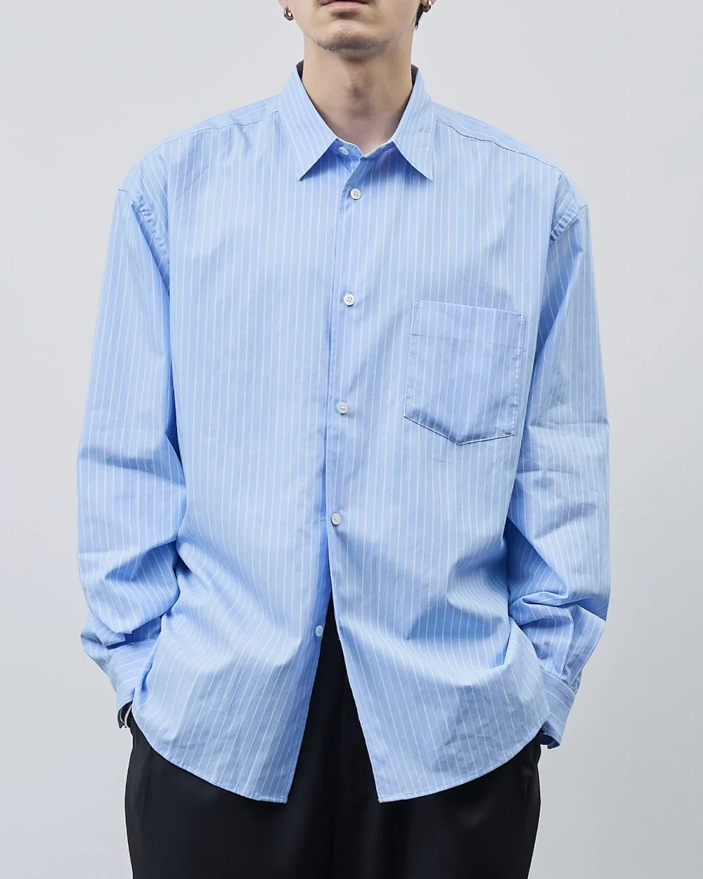 Relaxed Fit Regular Collar L/S Shirt -stripe-