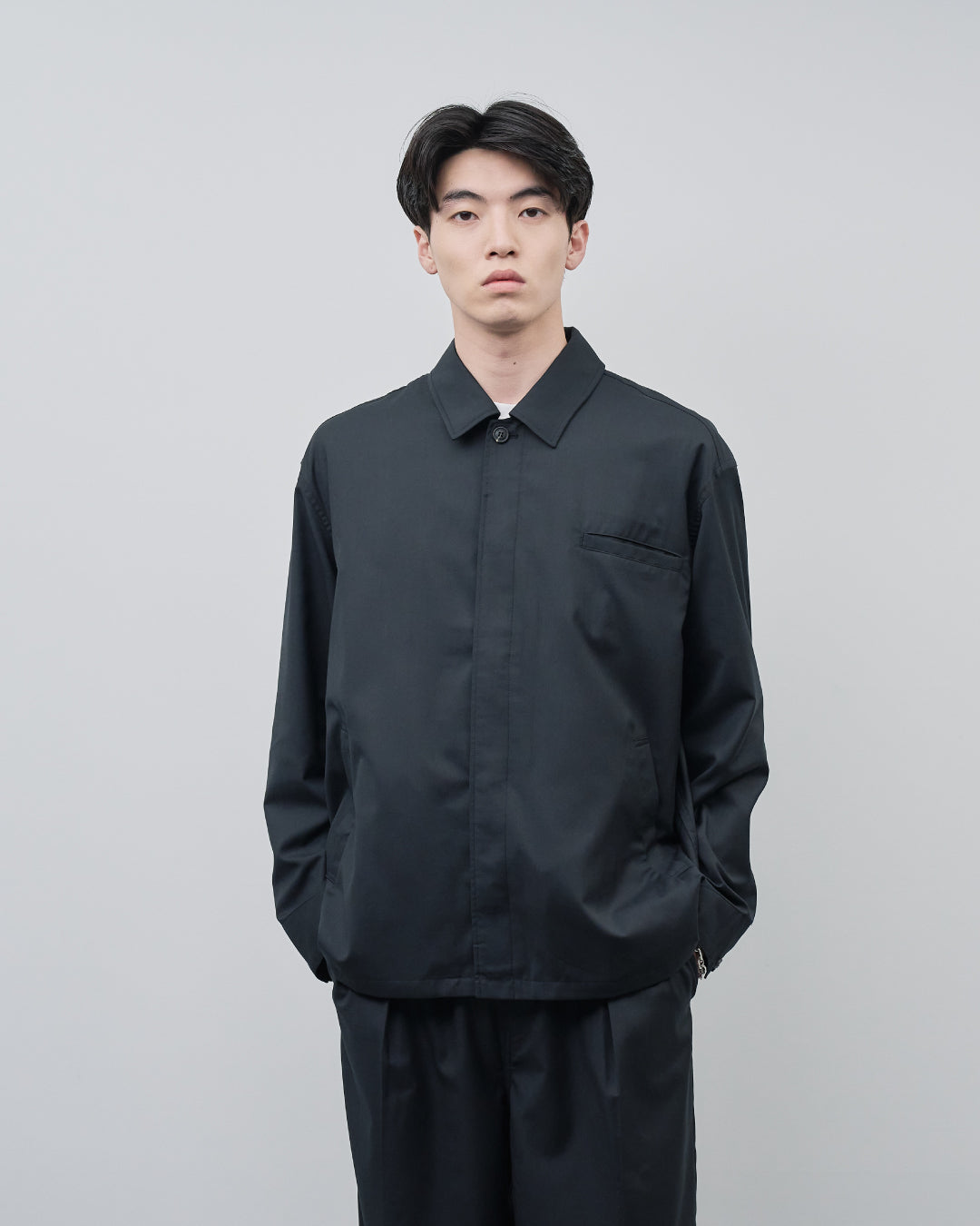 open YY 黒 ジャケット OPEN YY] CLASSIC LEATHER ZIP JACKET, BLACK 正規品 韓国ブランド