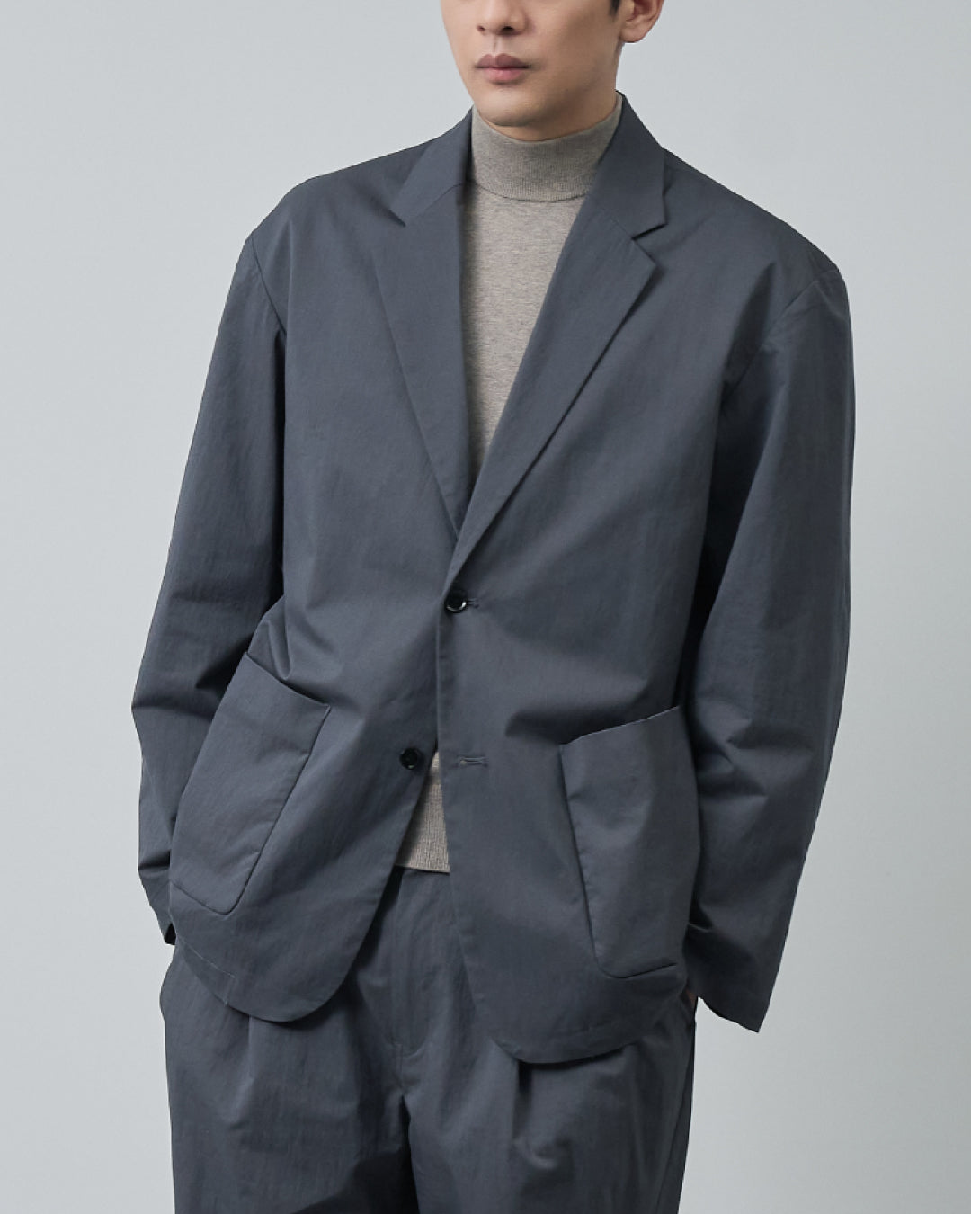 retouch レタッチ　セットアップ Cotton×Nylon Easy Tailored Jacket -black-