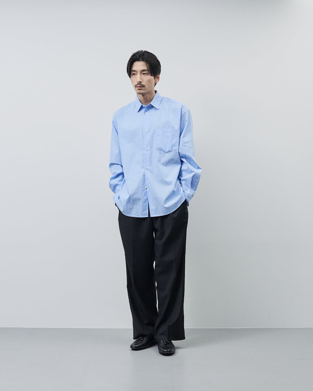 Relaxed Fit Regular Collar L/S Shirt -stripe-