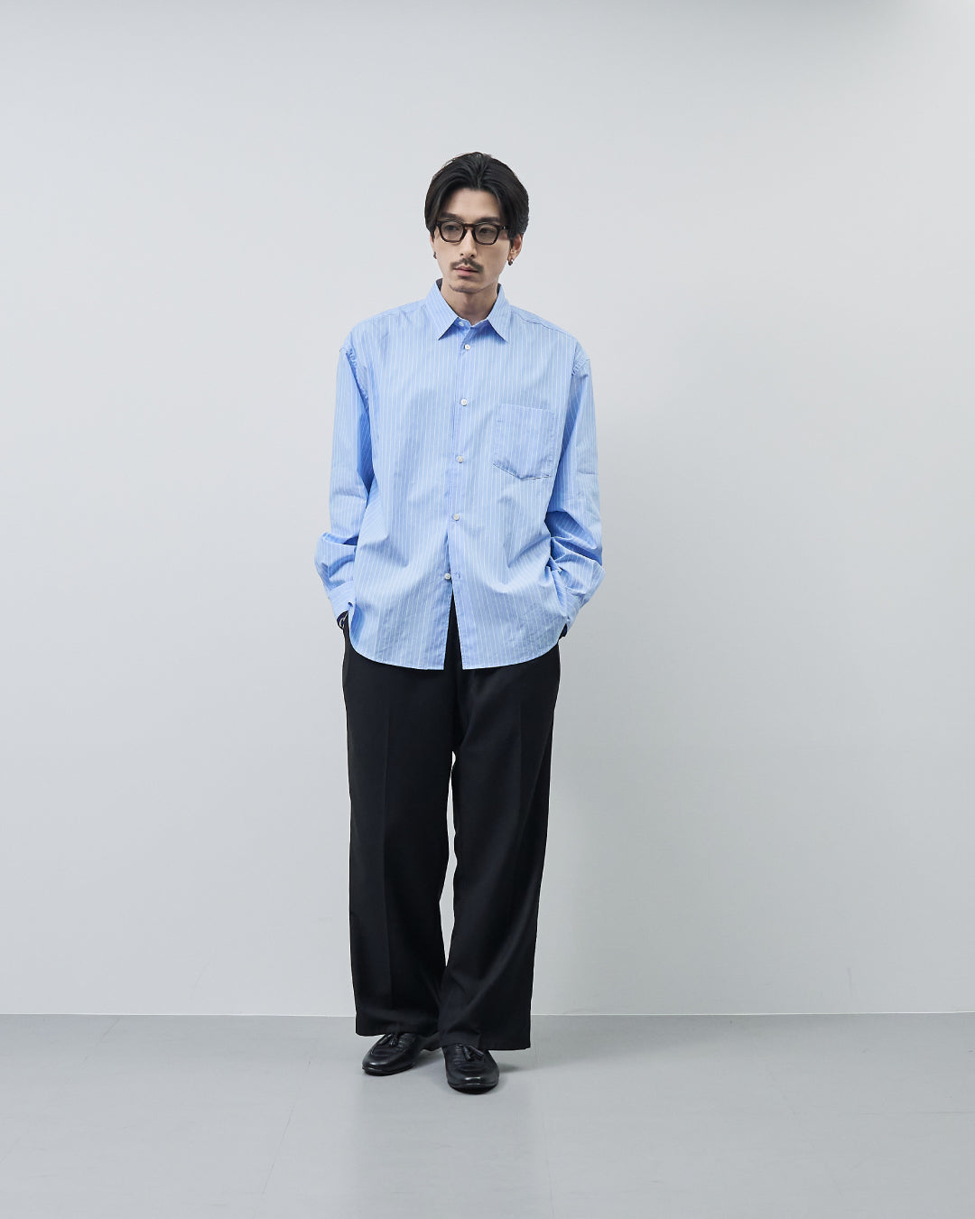 Relaxed Fit Regular Collar L/S Shirt -stripe-