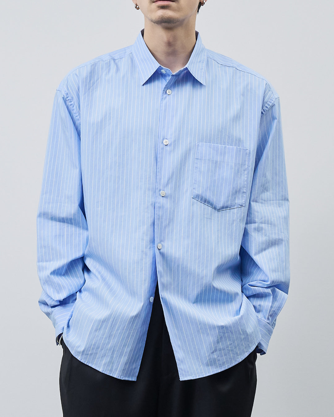 Relaxed Fit Regular Collar L/S Shirt -stripe-