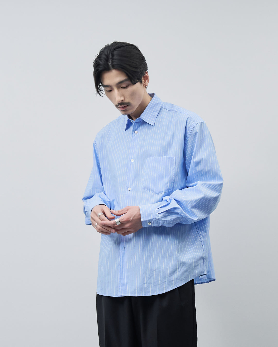 Relaxed Fit Regular Collar L/S Shirt -stripe-
