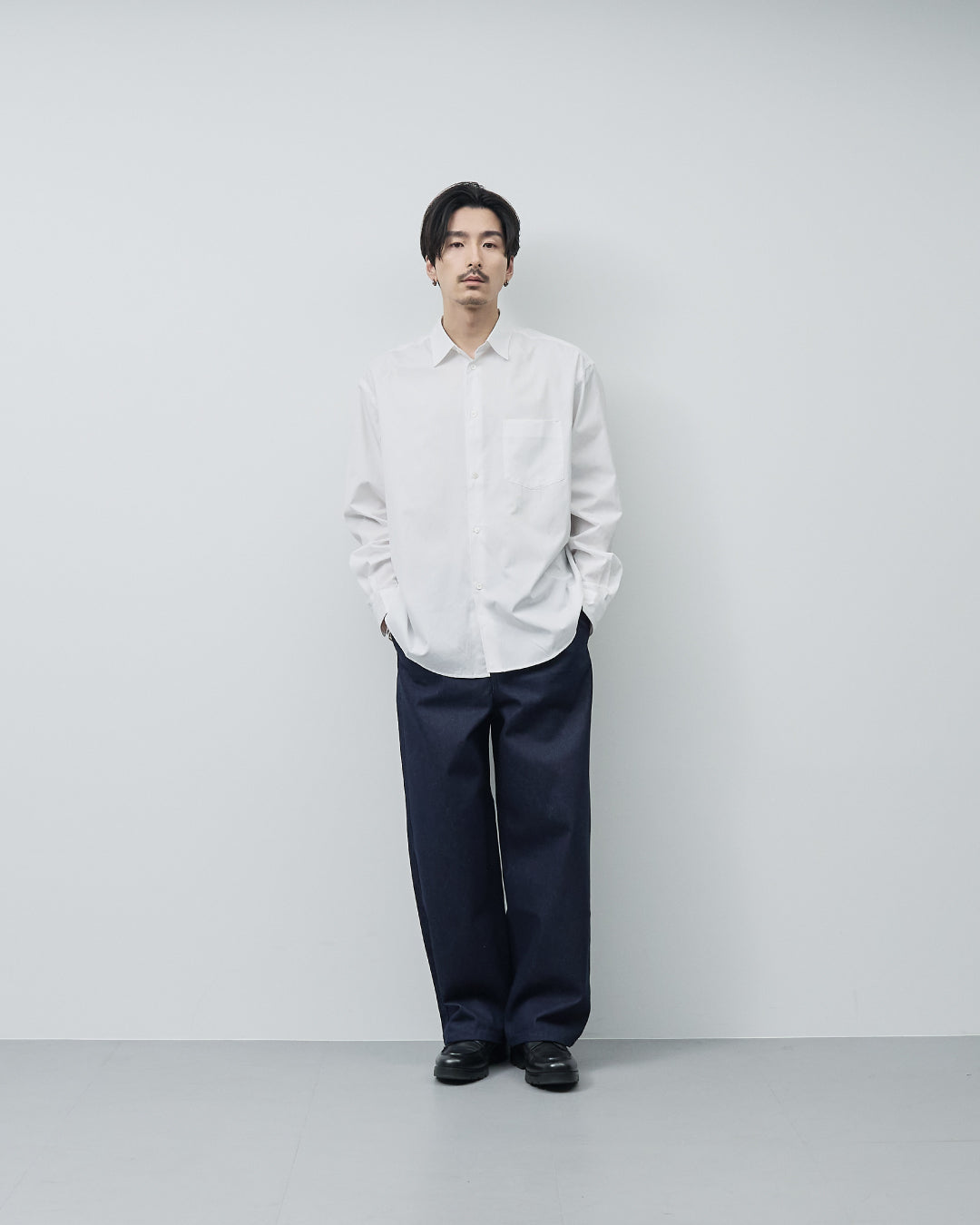 RETOUCHレタッチ　Relaxed Fit L/S Shirt white Relaxed Fit Regular Collar L/S Shirt -white-